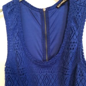 Vibrant blue, short, lace dress